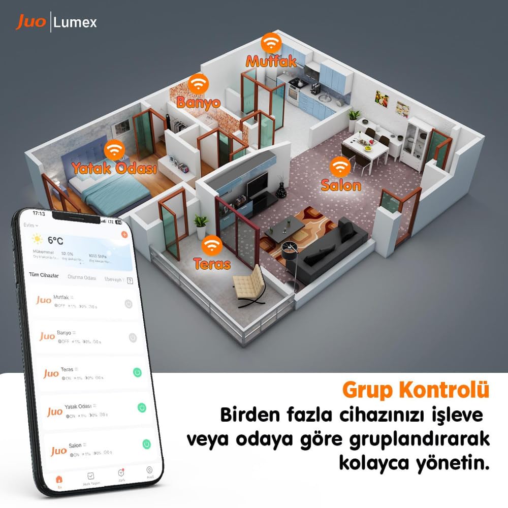 Juo Lumex Akıllı Ampul 9W RGB Wifi & Bluetooth