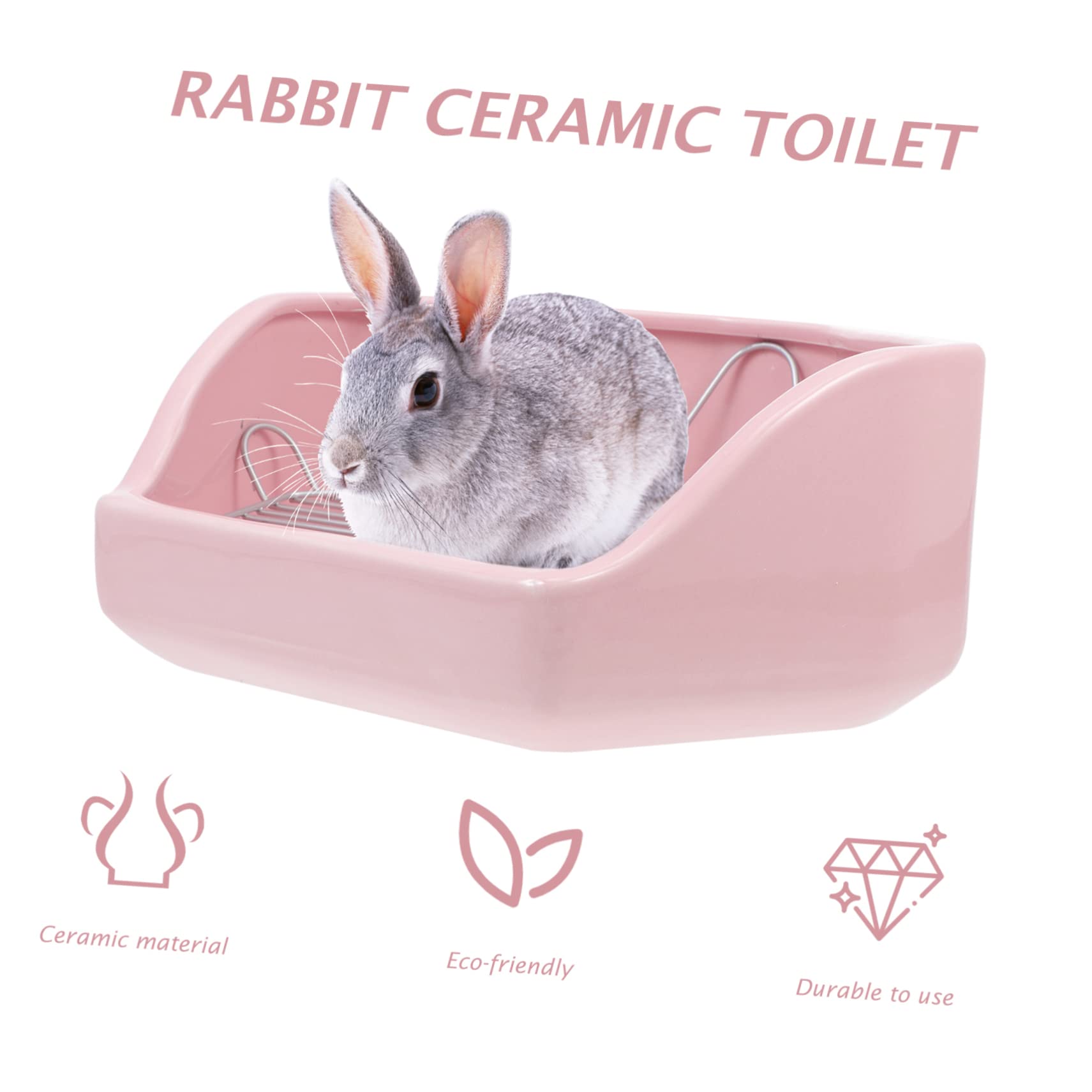 GALPADA Pentagonale Grande Lettiera Ceramica Ribaltamento per Coniglietti e Piccoli Animali Toilette Angolare Peso Maggiorato Addestramento Pet Toilet per Salotti Giardini e Parchi