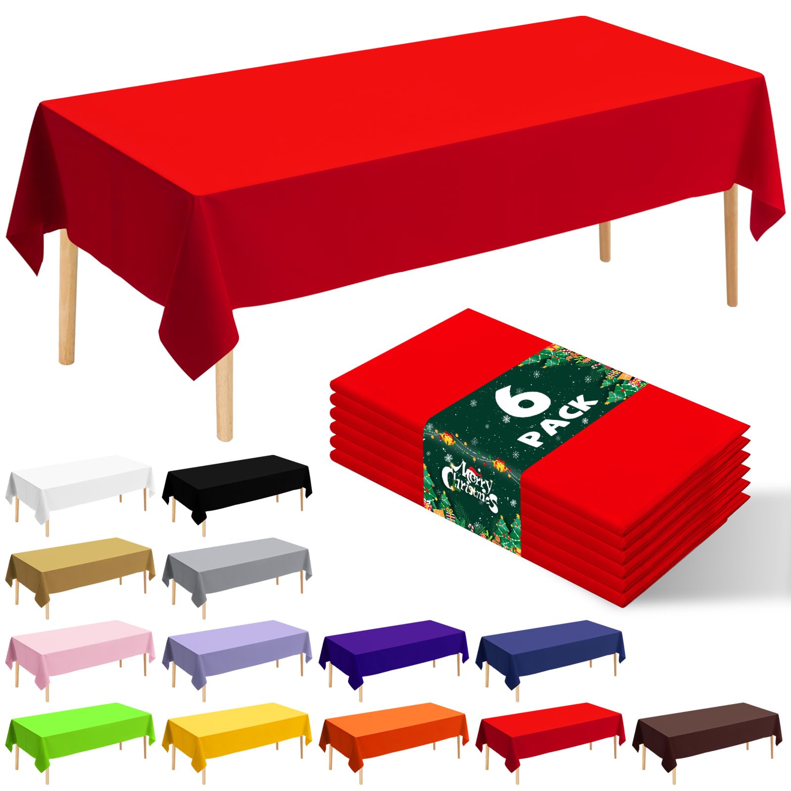 Photo 1 of *MISSING PARTS - see clerk notes*
6 Pack Premium Disposable Plastic Tablecloth 54" x 108" Party Table Cloths Disposable for 6 to 8 Foot Tables Indoor or Outdoor Parties Birthdays Weddings Christmas Anniversary Buffet Table (Red)