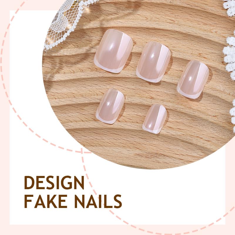 Chrome Press on Nails - White French Tip Short Square