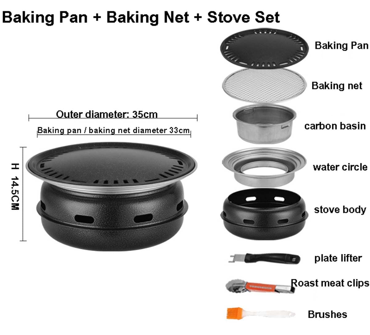 Barbecue portatile Chal, barbecue coreano multifunzione per interni, affumicatore da tavolo, perfetto per campeggio, cucina all'aperto e divertimento