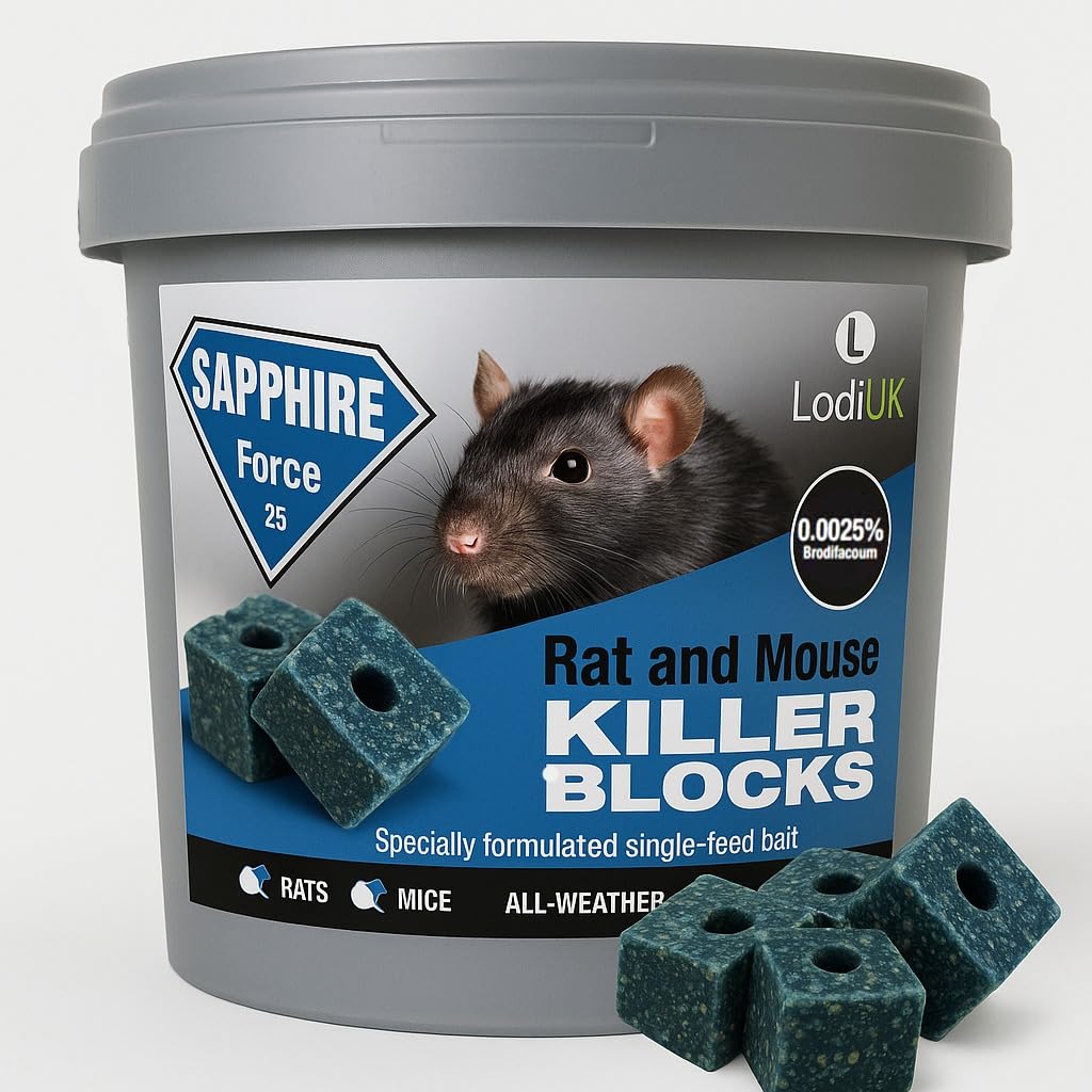 Rat & Mouse Poison Bait Blocks Max Strength Single-Feed Rodent Killer – Fast-Acting All-Weather Blocks Brodifacoum 0.0025% Indoor & Outdoor Use Mouse Killer Must Be Used in a Bait Station 300g