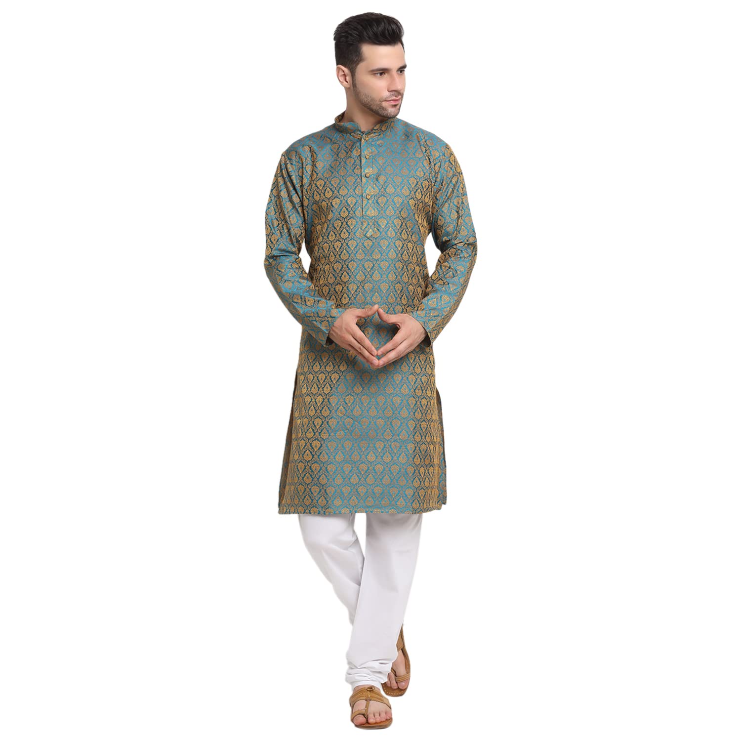 Men Silk Blend Jacquard Paisley Kurta & Churidar Set-image-31