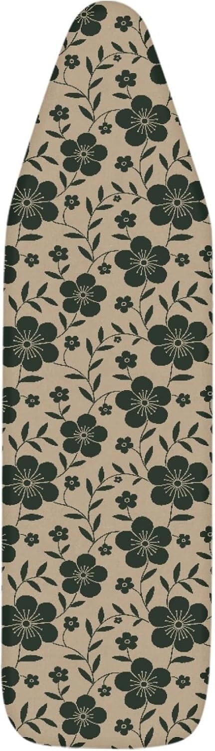 Flowers Ironing Board Cover,16"x55" Standard Ironing Board Cover with Elastic Edge and Hook and Loop Fasteners, Scorch & Stain Resistant, Polyester Home Ironing Board Covers, Cool Floral Doodle