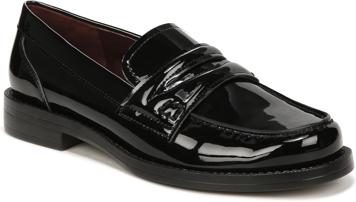 Franco Sarto Womens Lillian Slip On Penny Loafer Black Patent 7.5 M
