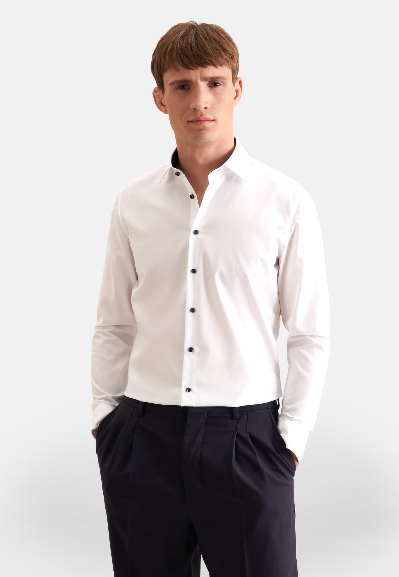 Seidensticker Camicia Business da Uomo - vestibilità Sagomata - No Stiro - Collo Kent - Manica Lunga - 100% Cotone
