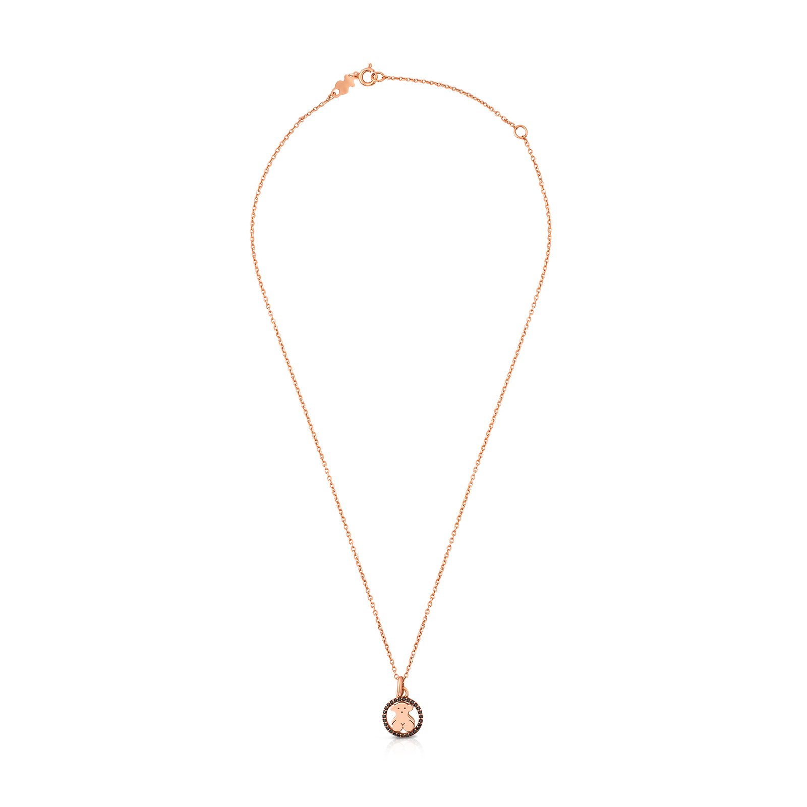 TOUS Collar con Baño de Oro Rosa 18Kt sobre Plata para Mujer con Motivo de Oso Espinela, Largo 45cm, Elegante y Versátil, Colección Camille