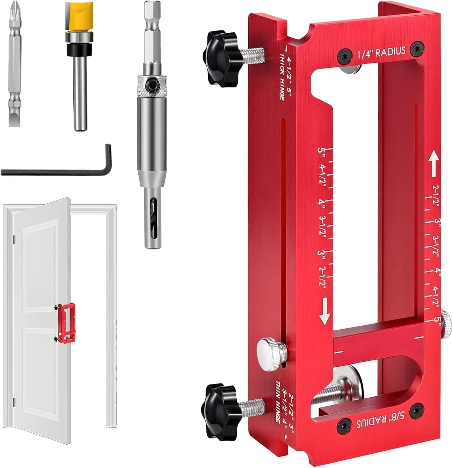Gabarit de charnière de porte en métal pour installation de 6,3 à 12,7 cm