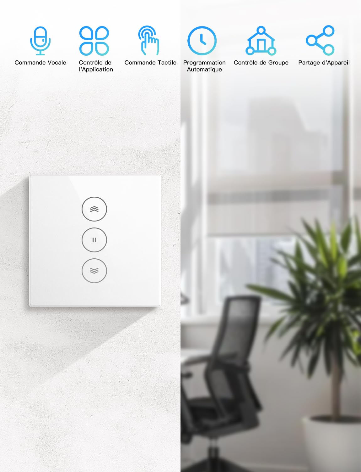 Interrupteur Connecté WiFi Volet Roulant Alexa [Fil Neutre] | Commutateur Intelligent Pour Rideau Avec Commande De Pourcentage Compatible Google Home, Minuterie Temporisée 2er