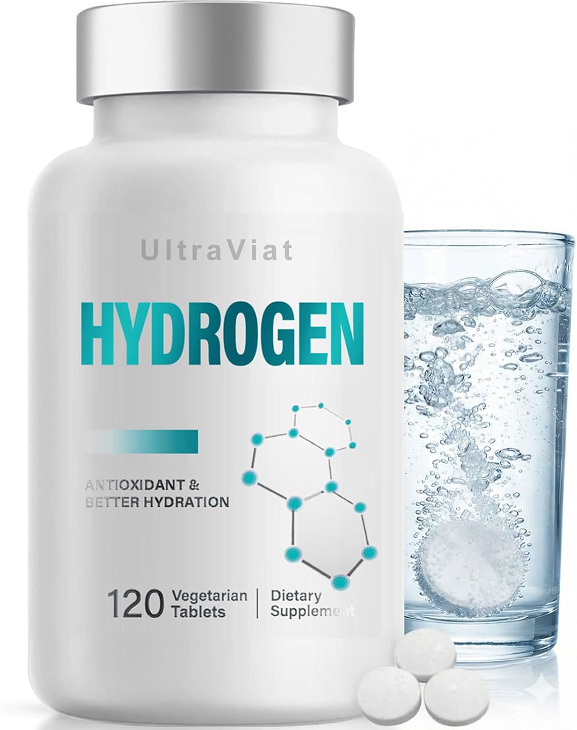 Hydrogen Water Tablets with Magnesium, H2 Molecular Hydrogen Tablets for Drinking Water, Supports Energy Metabolism, Cognitive & Antioxidant, 120 Count