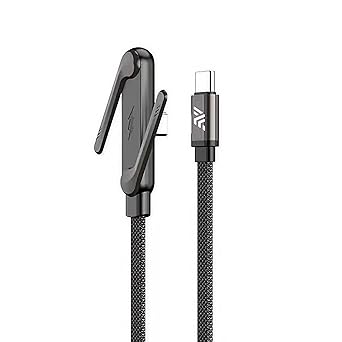 Type-C to C 240W Fast Charging Cable, Built-in Invisible Mobile Stand, 480Mbps Data Transfer, 1.5M Long Nylon Braided Flat Unbreakable, Compatible with Type-C Phones, Macbook, iPad etc