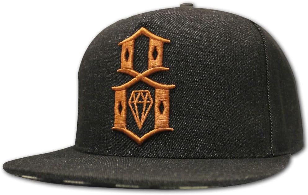 Rebel8 Logo Denim Snapback Black Orange