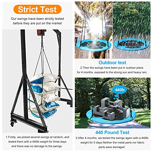 Homde Upgrade Version Flying Saucer Swing Anti-Fade Tree Swing Set Outdoor Indoor Swings With Adjustable Straps For Kids, Men, Women And Teens (24 Inch Upgrade Version) (Blue) #TOP6