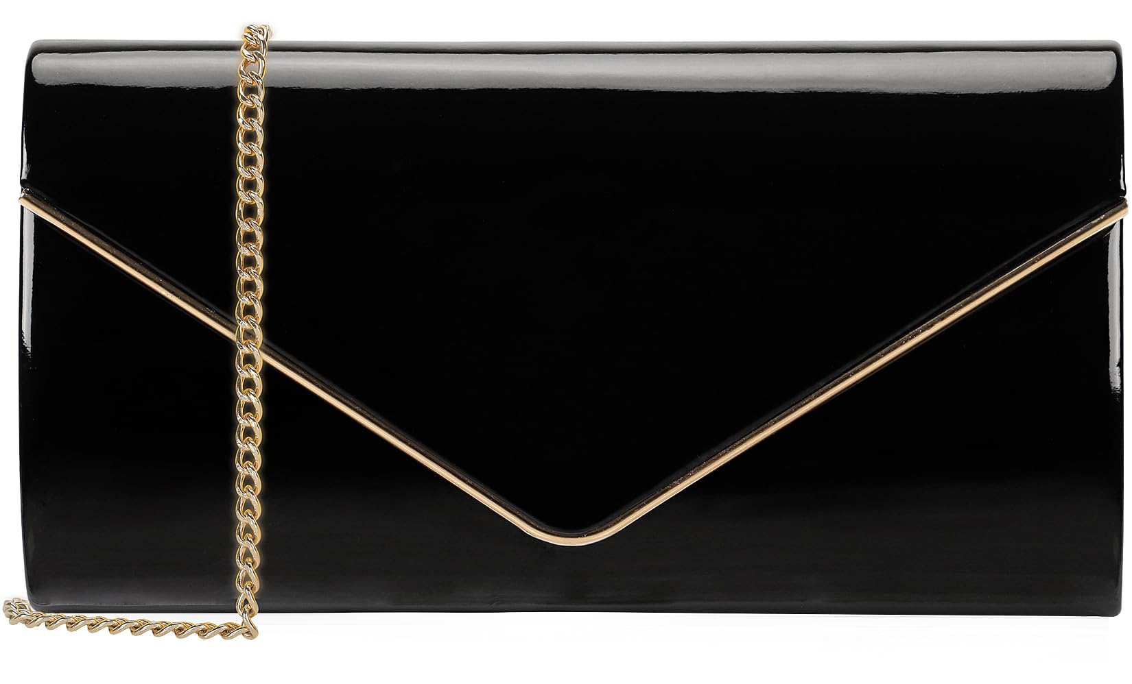 DEXMAY DM womens Evening Handbags Patent Leather Foldover Clutch (pack of 1)