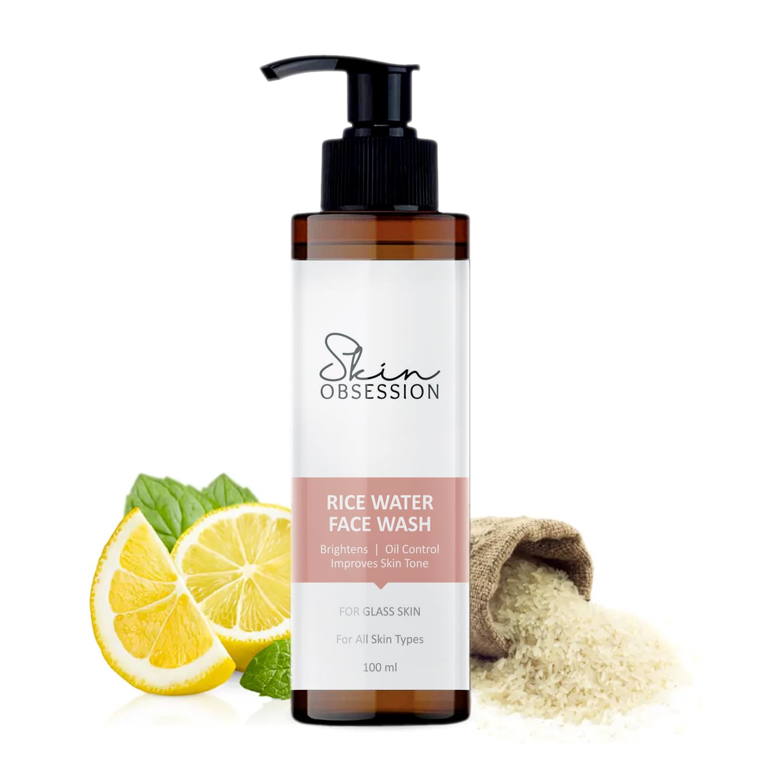 SkinObsession Rice Water Bright Foaming Face Wash 100ml | Face Wash for Glowing Skin | Cleanser for Uneven Skin Tone | Korean Skin Care, For Oily skin-image-38