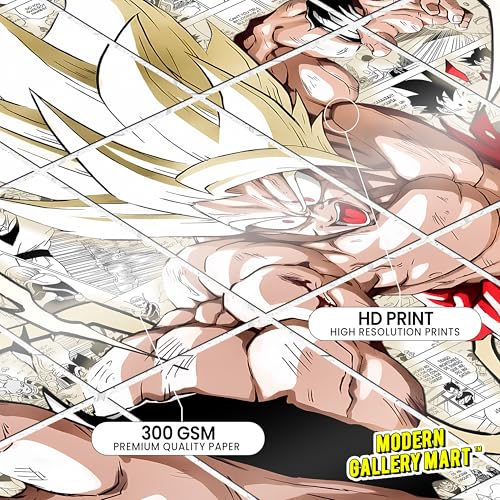 Image of MODERN GALLERY MART Pack of 20 Dragon Ball Goku Manga Poster | A4 Size Anime Wall Art (8.3 x 11.7 inch) | Manga Posters with Glue Dots | Anime Poster for Bedroom, Living Room, Office (2)