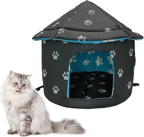 Fhiny Refugio para gatos callejeros, resistente al agua, para exteriores, para gatos, perros, cueva plegable y cálida para mascotas, para invierno,