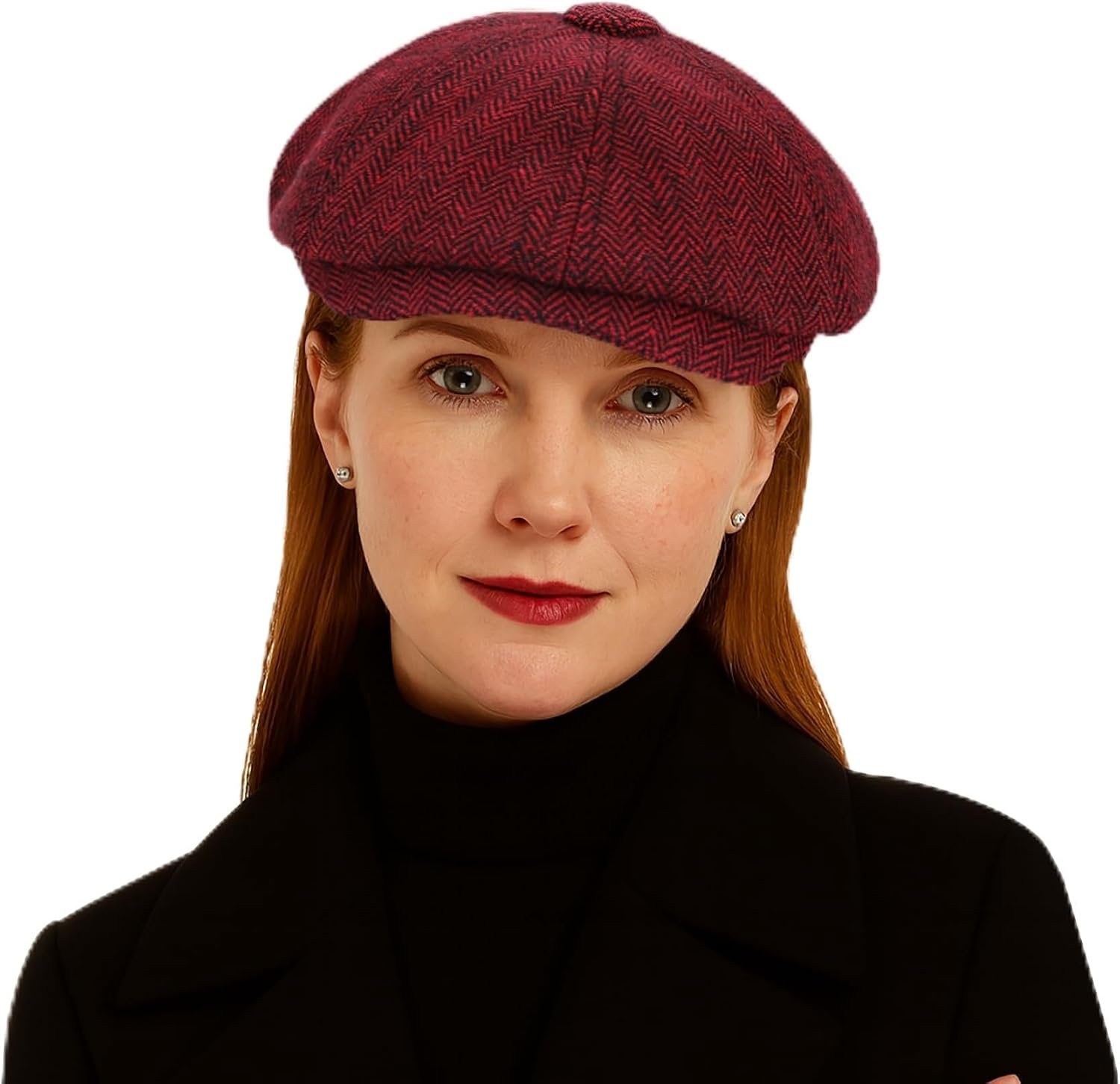 Women’s Wool Blend Tweed Newsboy Cap Stylish Vintage Irish Gatsby Flat Cap Fall & Winter