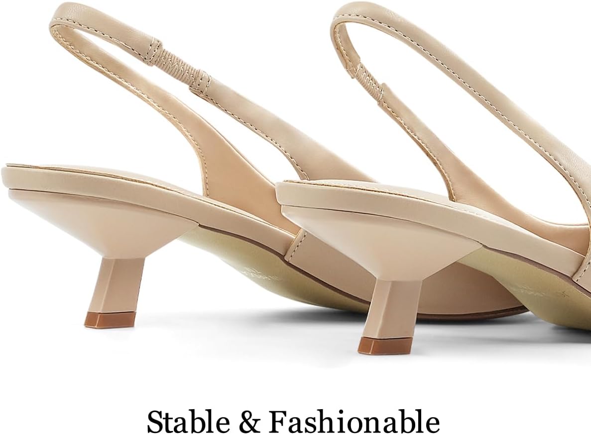 JENN ARDOR Slingback Heels for Women Low Heels Dress Shoes Kitten Pumps Dressy Heeled Sandals Wide Width Fashion Casual Shoes
