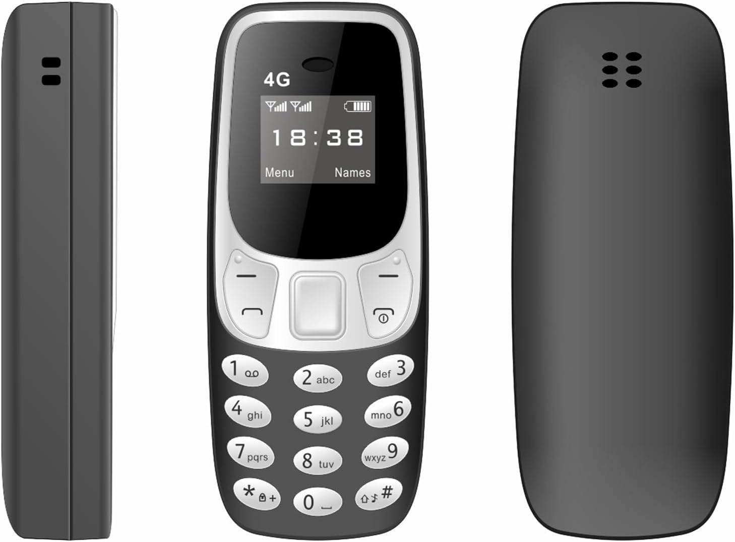 Acogedor Elderly 4G Unlocked Mobile Phone, Dual SIM Dual Standby, SOS Button, 0.66" Screen, MP3, FM Radio, Type C Rechargeable, Seniors or Spare Device (Black)