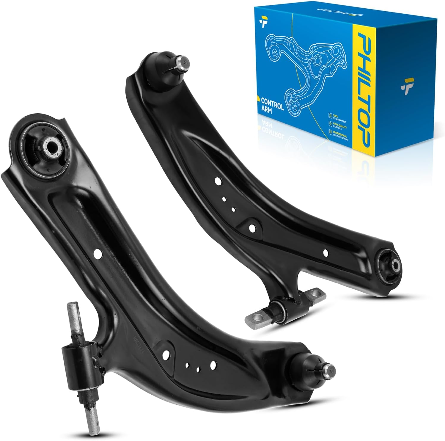 PHILTOP Front Lower Control Arms Fit Rogue 2014-2020, Rogue Sport 2017-2022, Qashqai S/SV 2017-2019, Control Arms w/Ball Joints K623110 K623111