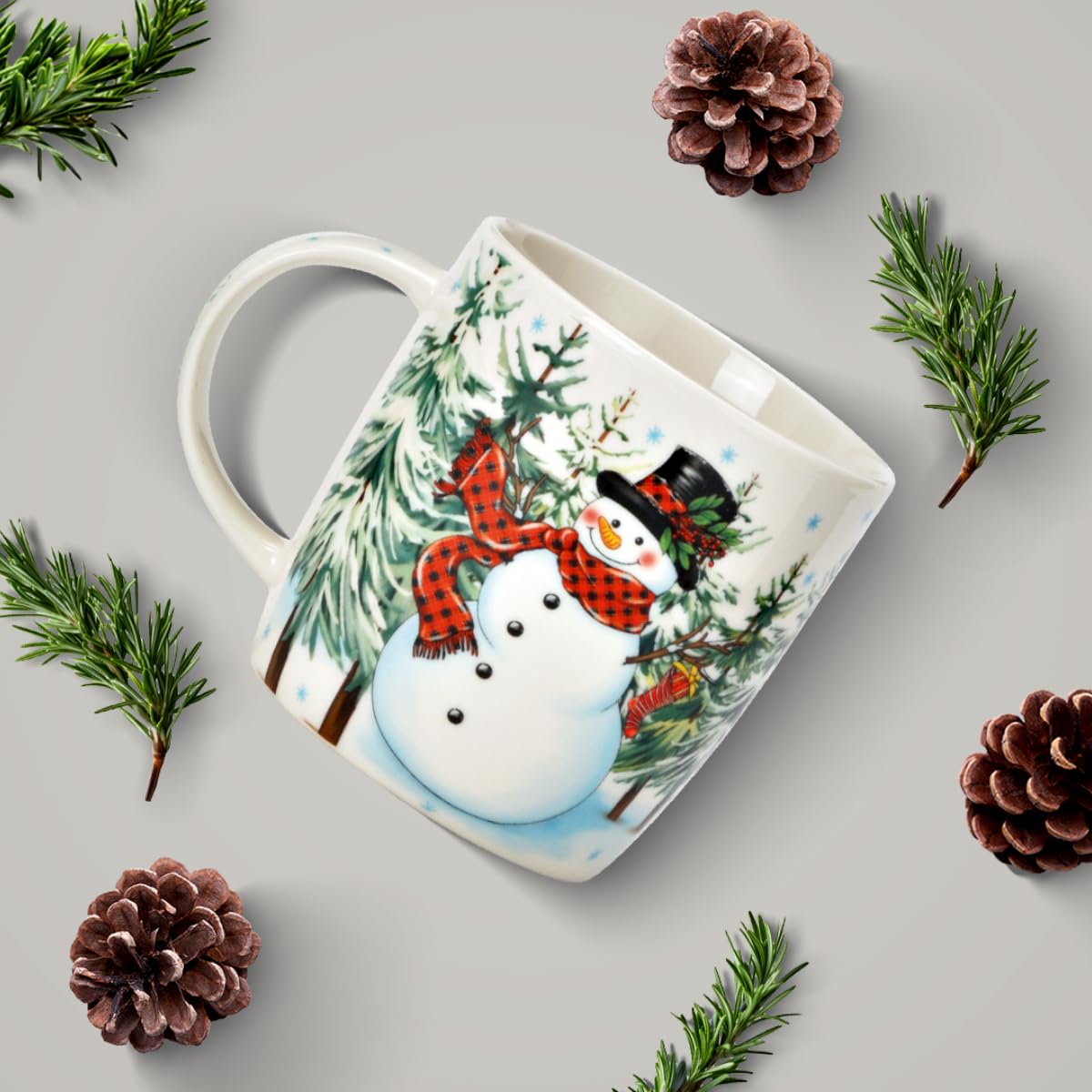 Tassen 6er Set Xmas Kinder Motive - Bunte Porzellan Kaffeebecher als Weihnachtstassen in 12 cm - Süße Kaffeetassen für Weihnachten spülmaschinenfest und mikrowellengeeignet