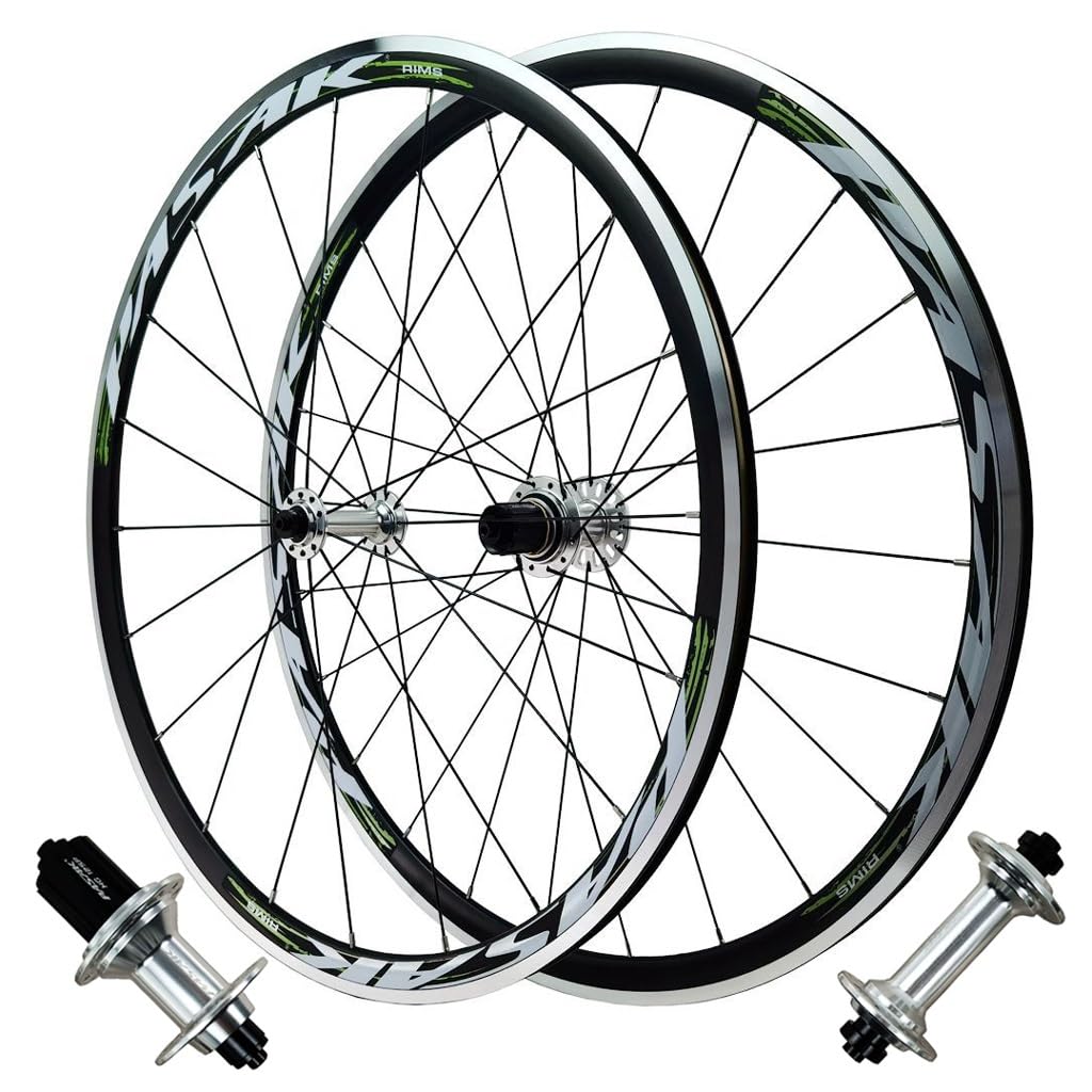 HOMSXPAC Road Bicycle Wheelset 700C, Double Wall Aluminum Alloy Quick Release Rim V Brake 30MM Bike Wheels 24H Round Spokes for 8-12 Speed
