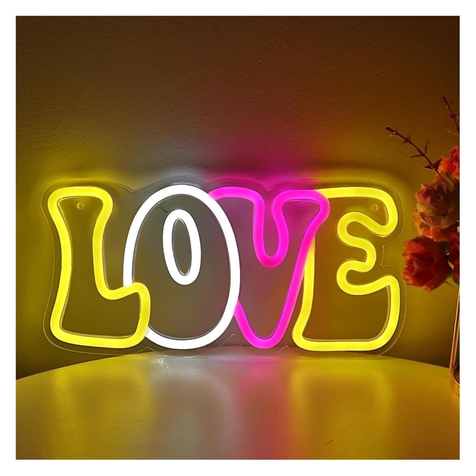 Insegna luminosa al per neon con scritta "Love" alimentata tramite, per la casa, per stanza, le feste, i matrimoni, galleria, 28×13,8 cm