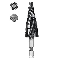 Vista 9 de Juego de 3 brocas escalonadas, brocas escalonadas de titanio HSS para metal, 28 tamaños con bolsa portátil