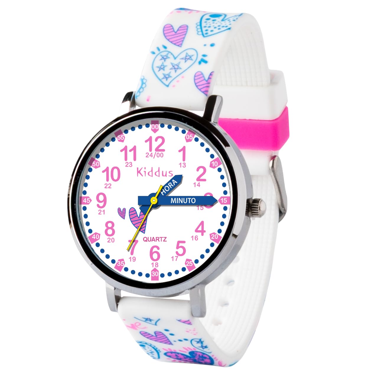 Kiddus Orologio Educativo per Bambino e Bambina dai 5 ai 10 Anni, Impermeabile 5ATM, Orologio Analogico Didattico per Imparare l'Ora, Movimento Giapponese