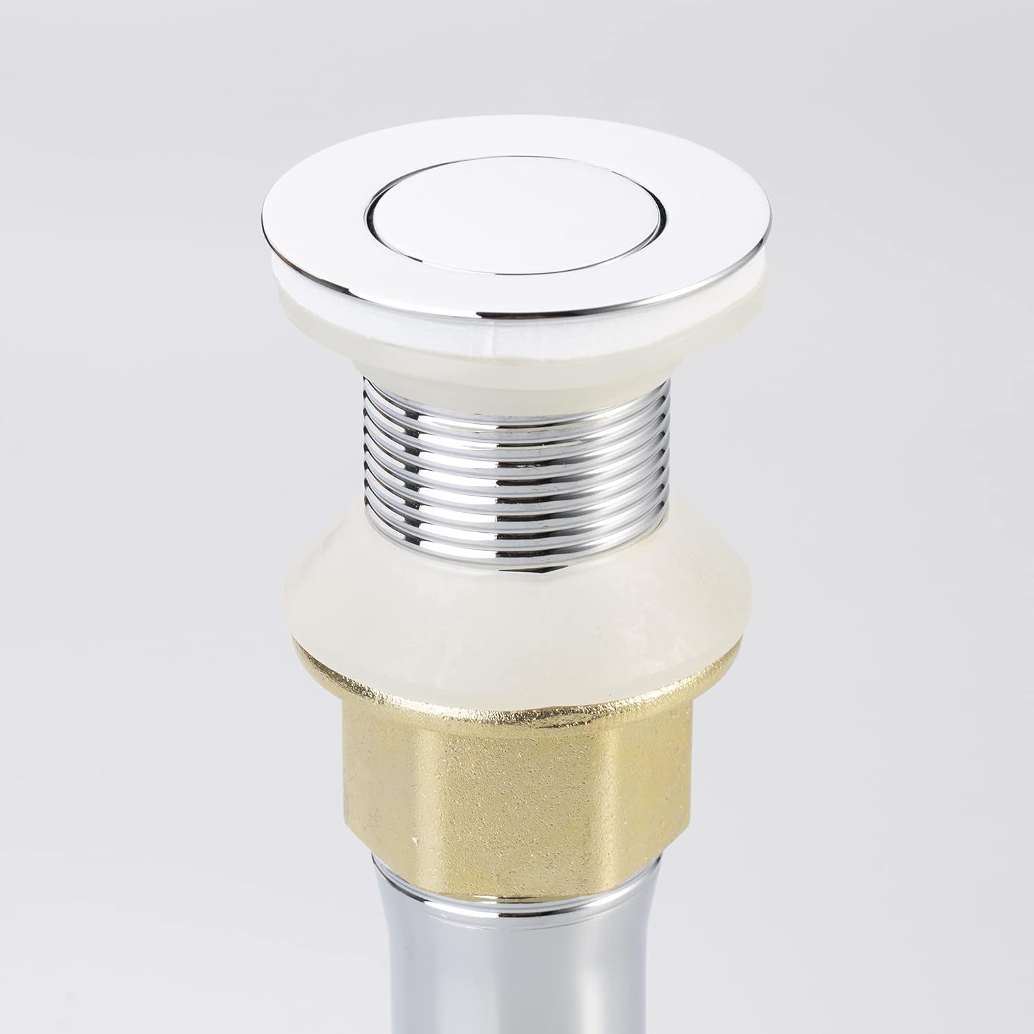 Polished Chrome Vessel Sink Drain without Overflow, Bathroom Faucet Vanity Sink Drain Stopper