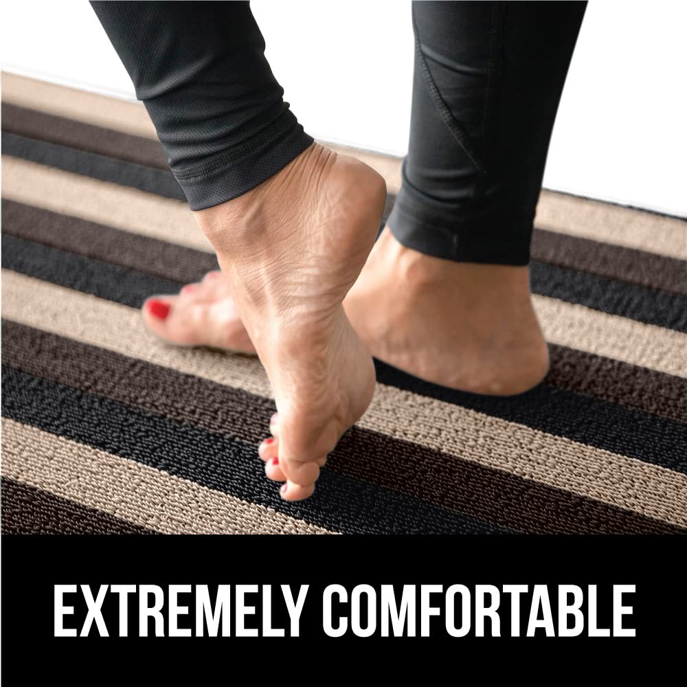 Gorilla Grip Heavy Duty Striped Doormat, Thick Bristles, Crush Proof