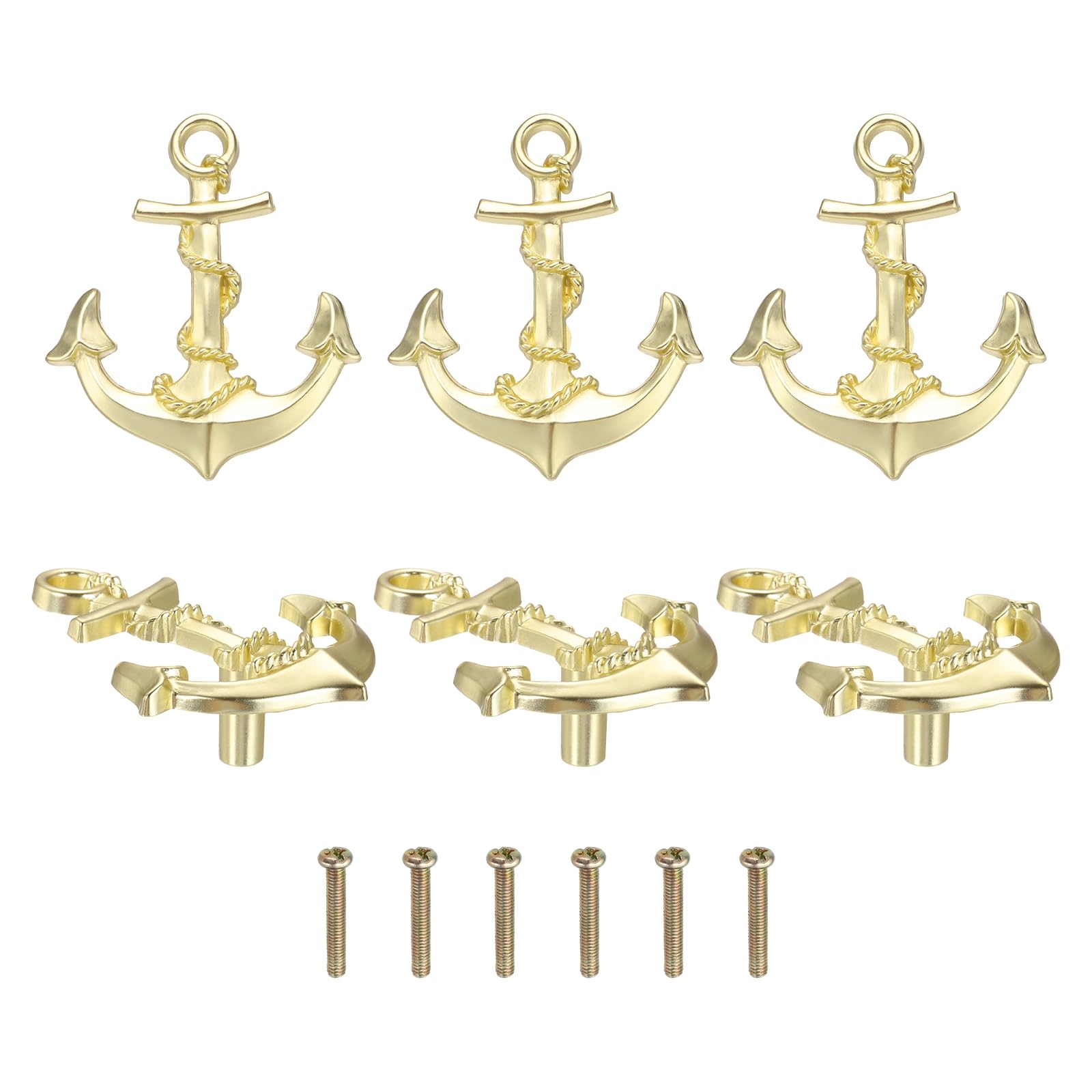 Thème nautique pour ces boutons de tiroir en zinc or clair qui subliment la commode