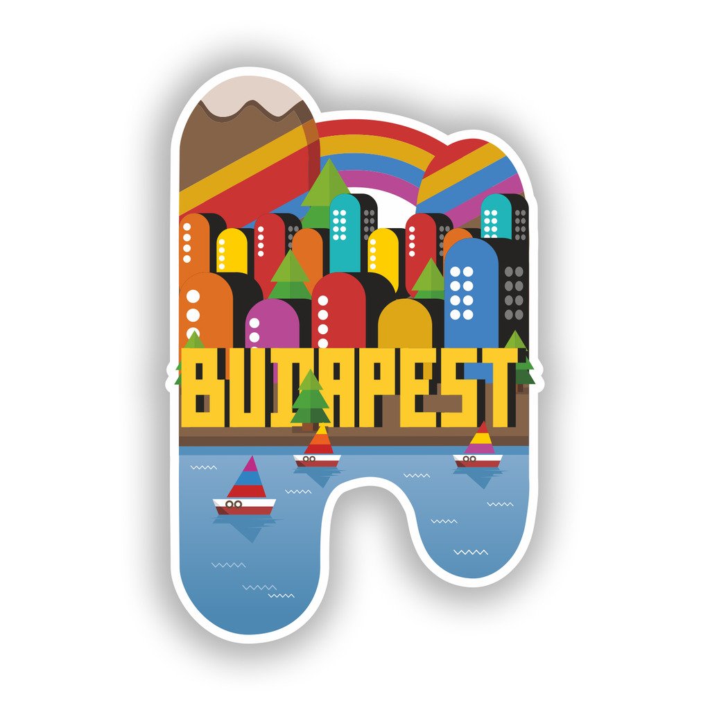 Destinationvinyl Multi 2 X 15Cm/150Mm Budapest Skyline Vinyl Stickers Travel Luggage #10406