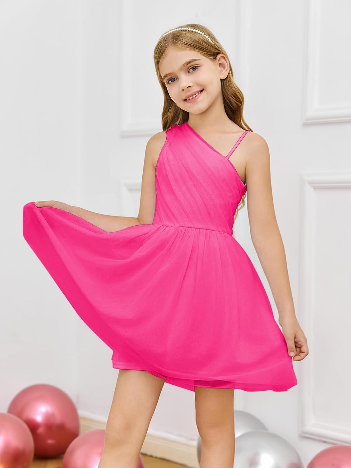 Batermoon Girls One Shoulder Dress Summer Birthday Party Formal Dresses