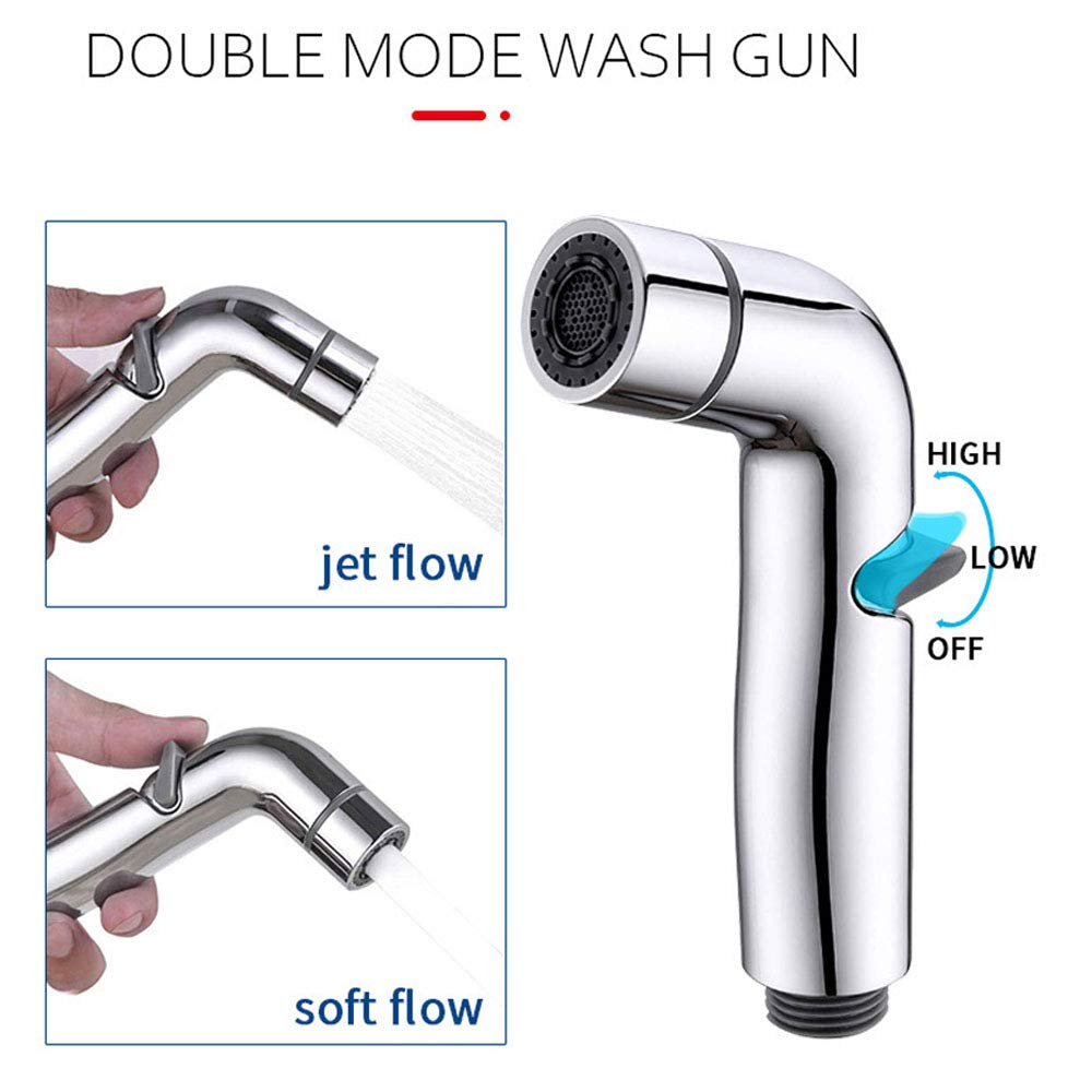 Doccetta Bidet per WC, cromata, a Doppia Funzione, da Parete o Portatile, con Getto d'Acqua Fredda per l'igiene Personale.