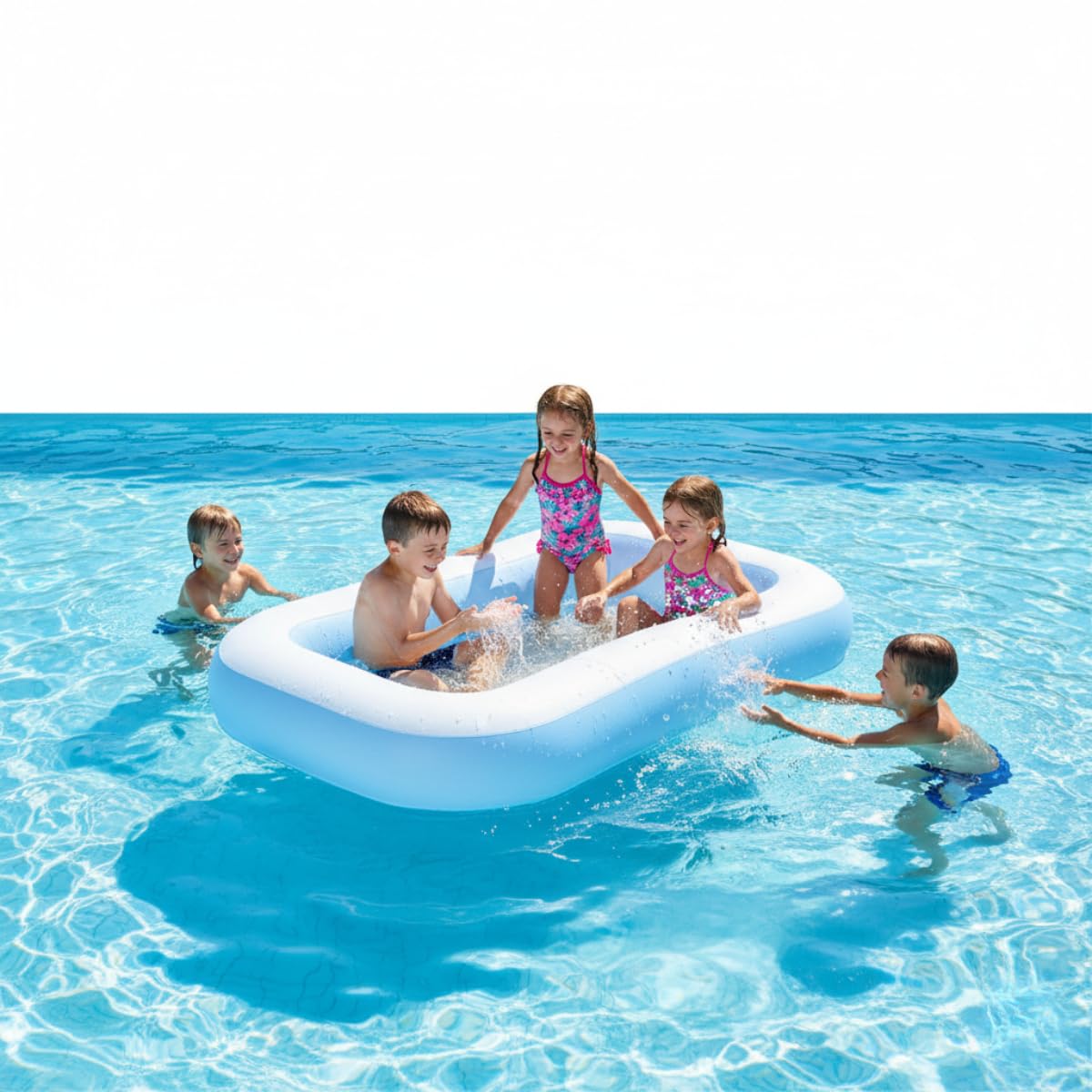 New Inflatable Rectangular Pool – Multi Color Family Pool, 1.66m x 1.00m x 25cm, Durable PVC Kids & Adults Outdoor Swimming Pool-image-21