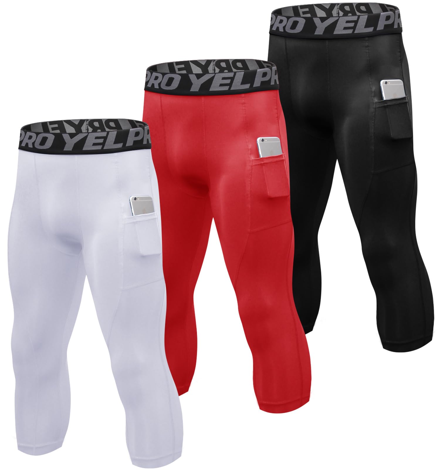 SPVISE 3 Pack Men's 3/4 Compression Pants