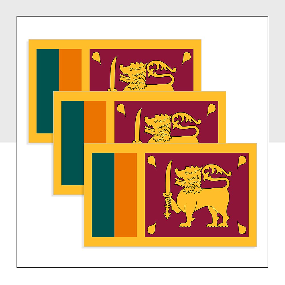 Packwith Srilanka Flag Car Sticker Pack Of 3 (100 X 60Mm) Waterproof Lka Labels For Bike Van Helmet Packwith® #P1029