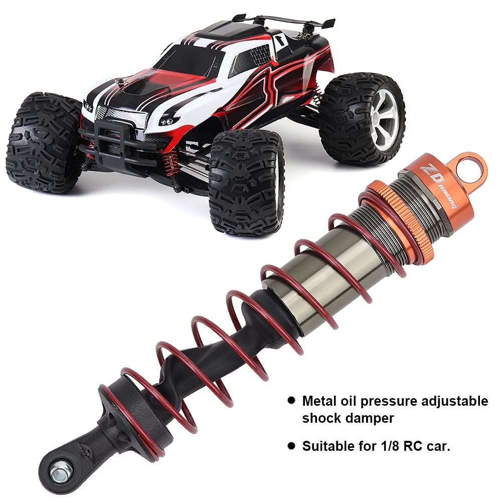 Dilwe Amortiguador de Coche RC, Presión de Aceite Ajustable, Amortiguador Delantero y Trasero de Metal, Compatible con Coche RC 1/8 (Naranja)