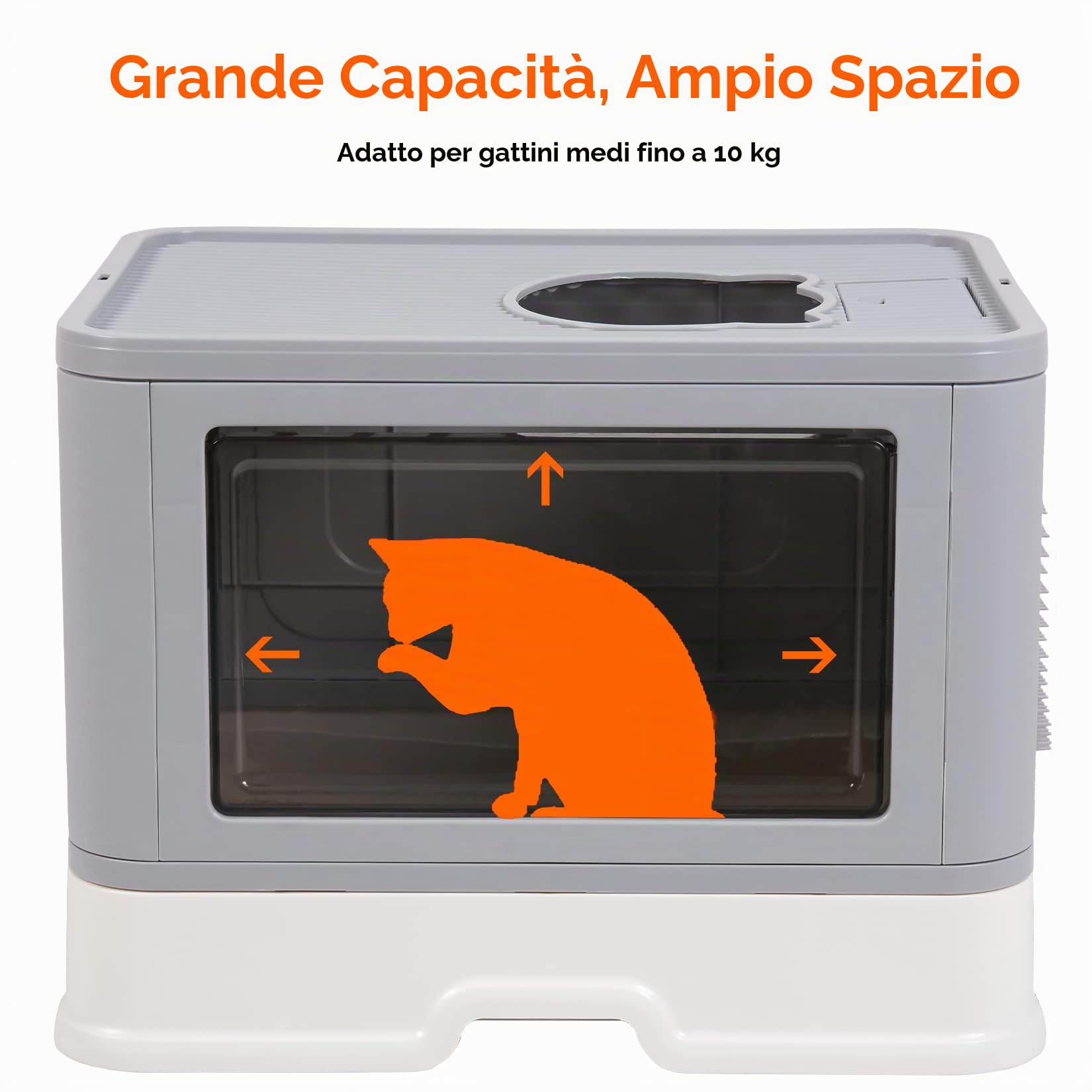 BingoPaw Lettiera Toilette Gatto Chiusa: Toilette per Gatti Grande Contenitori per lettiere Cassetta Igienica per Gatti Portatile con Spazzola Cardatore, Adatta per Gatti Fino a 10kg