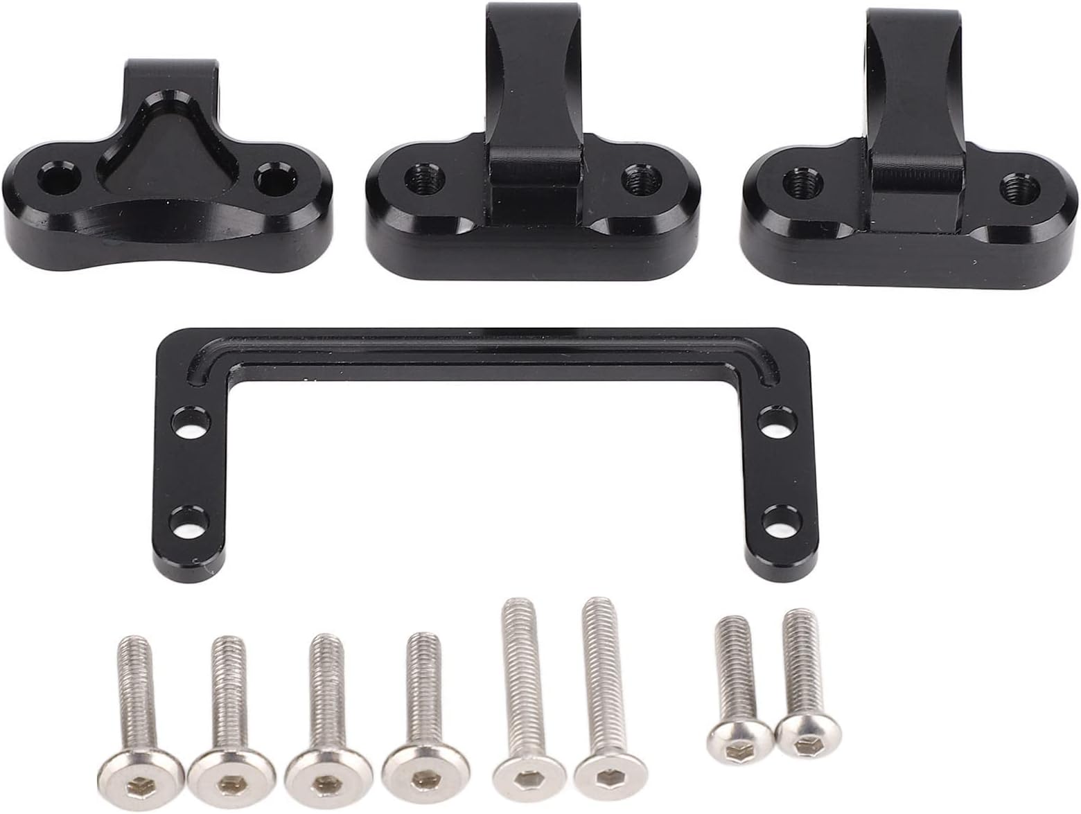 Aluminum Alloy Servo Mount Bracket High Strength Durable Replacement Part for 1/10 Scale RC Cars Black 72x28x25mm with 4 Accessories