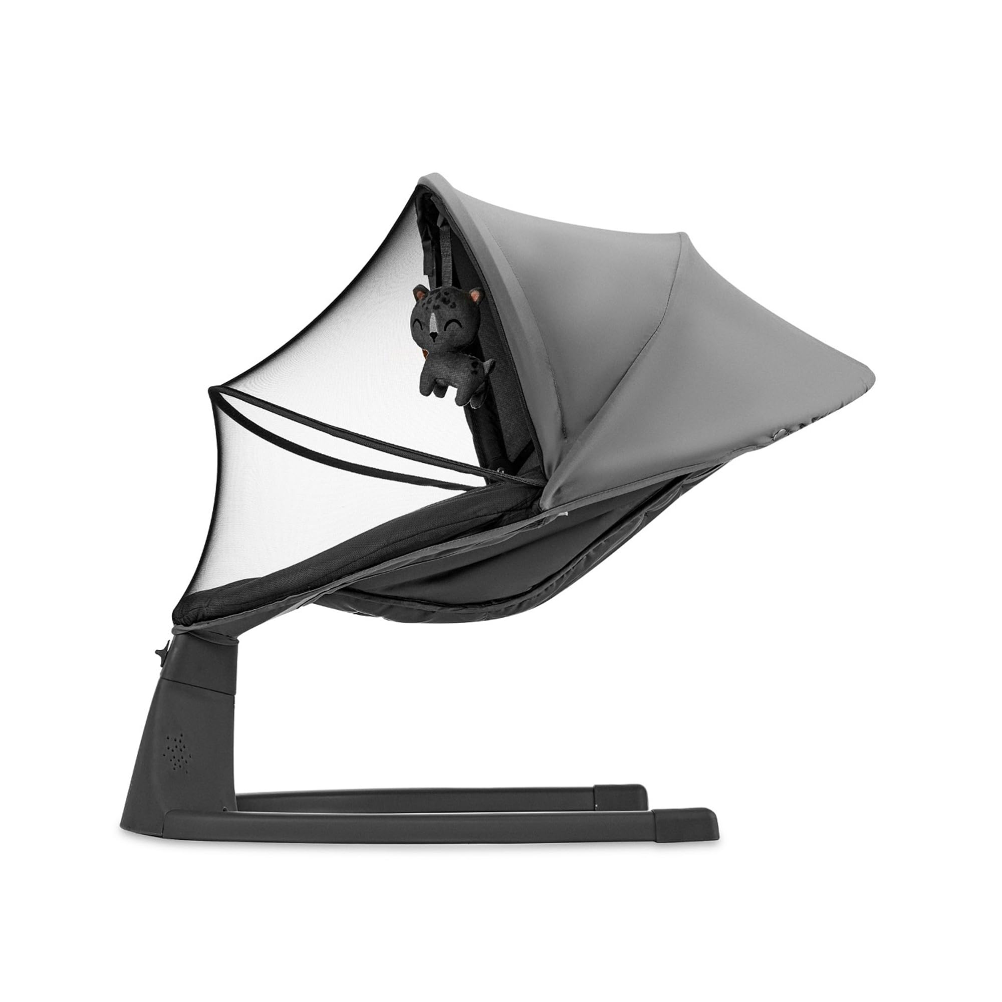Kinderkraft LUMI 2 Transat bébé, Balancelle bebe electrique de La Naissance à 9 Mois, Réglable hauteur, 5 modes du balancement, 12 mélodies, Arche avec jouets, Gris foncé