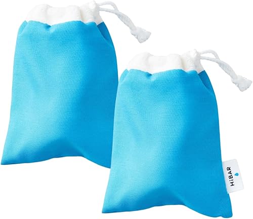 HIBAR Bolsa de viaje de 2 unidades, bolsa de viaje para champú y acondicionador, bolsa de viaje portátil de tela de rizo con cordón, funda de