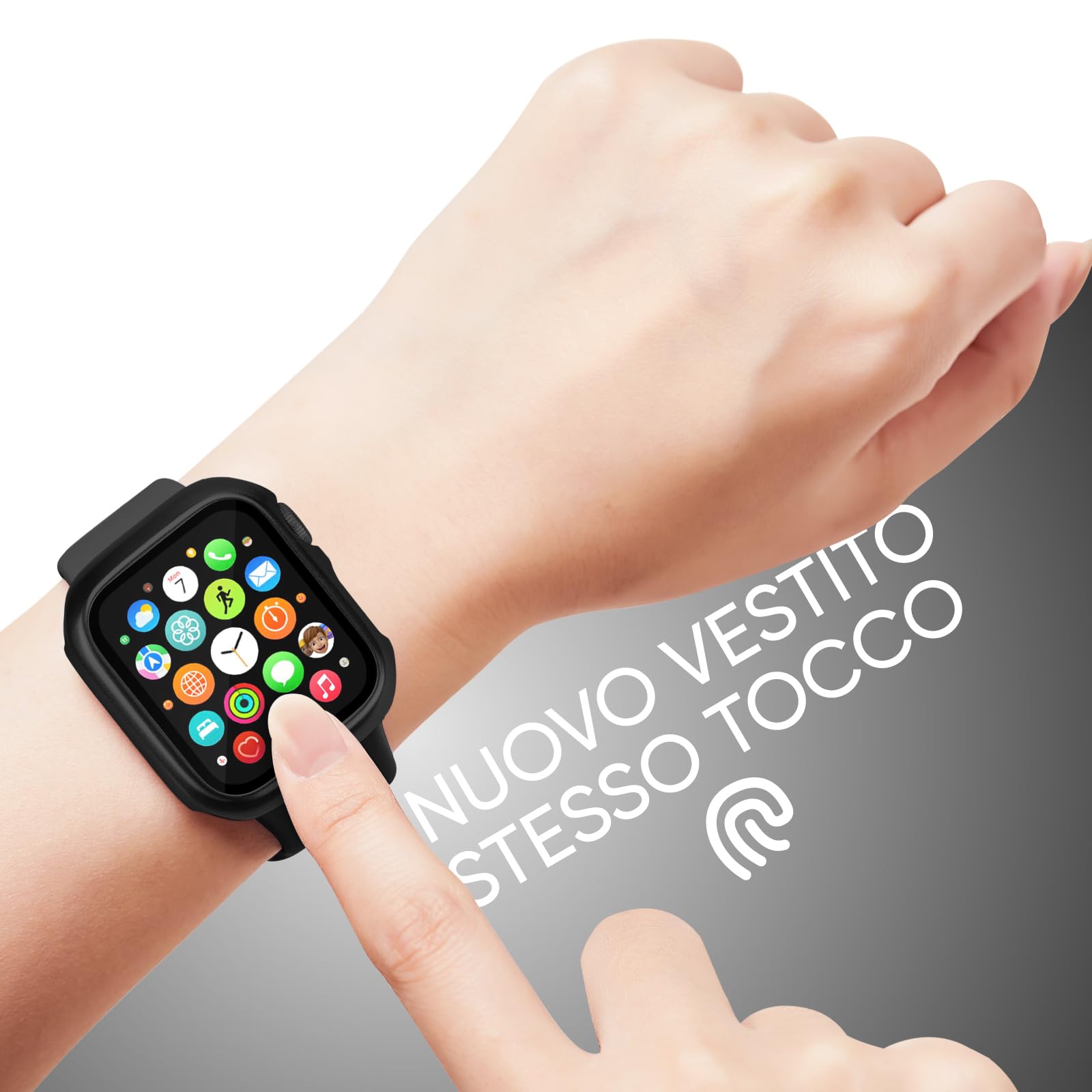 Raradev 3-in-1 per Cinturini Apple Watch Serie 10 42mm con Custodia e Proteggi Schermo, Cinturino Sportivo in Silicone e Cover Protettiva con Vetro Temperato 9H per iWatch Serie 10, Nero