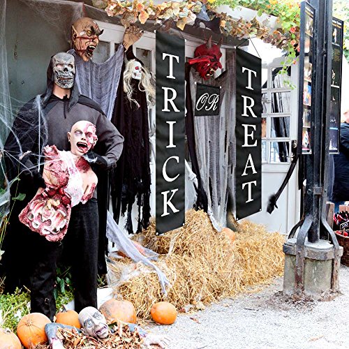 Partytalk 3Pcs Trick Or Treat Halloween Banner Outdoor, Halloween Hanging Sign For Home Office Porch Front Door Halloween Decorations #TOP6