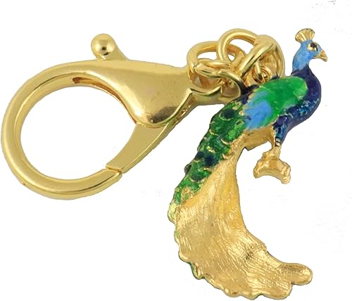 Vista 2 de Amuleto de pavo real con protección Bejeweled Feng Shui, Color múltiple