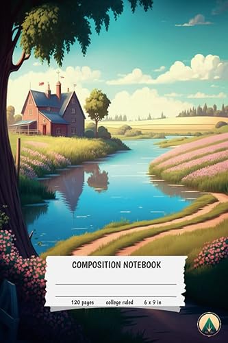 Composition Notebook 6x9 inches, 120 College Ruled Pages Cartoon-style Nature Scenery Collection For School, College, Office, Sketching, Hobby,