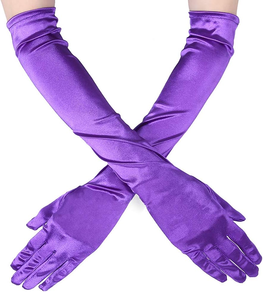 Xuhan 15"/ 21" Long Flapper Evening Opera Satin Gloves for Women Elbow Length 1920s