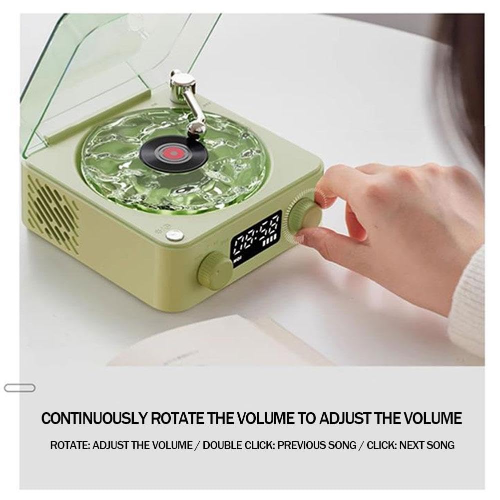 Lecteur vinyle The Waves - Lecteur de disque vinyle rétro Bluetooth avec haut-parleur, aide au sommeil - Caisson de basses avec lumière RVB - Support carte TF